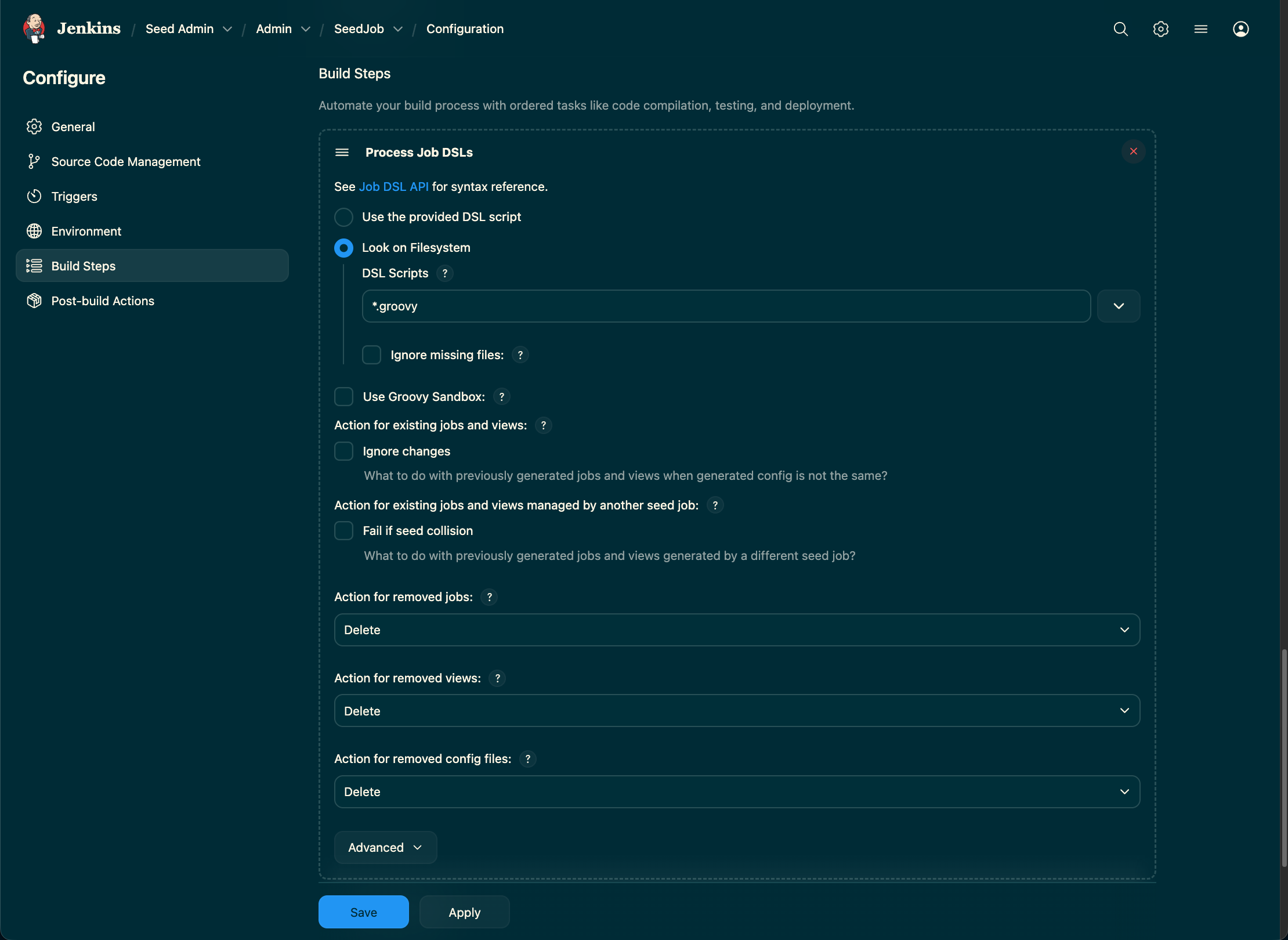 Responsive image of Seed JOB Setup